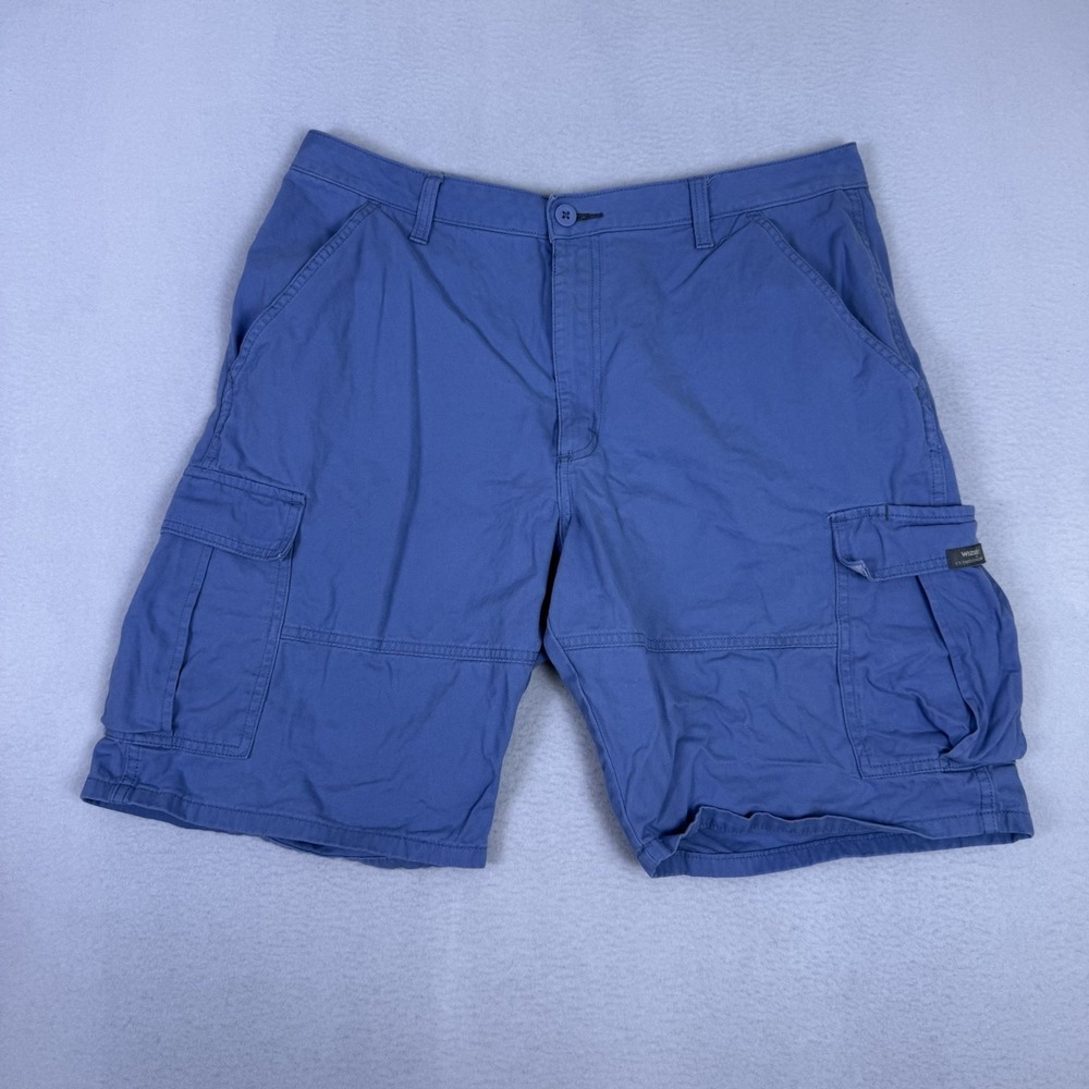 Wrangler Relaxed Fit Cargo Shorts Size 36 Mens Blue Stretch Tech Pocket